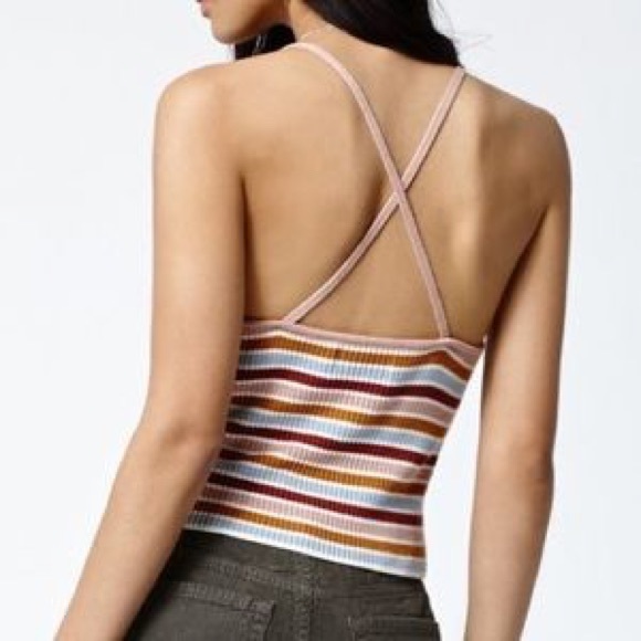 5/$25 Kendall + Kylie Striped Ribbed V-Neck Tank - Picture 2 of 5
